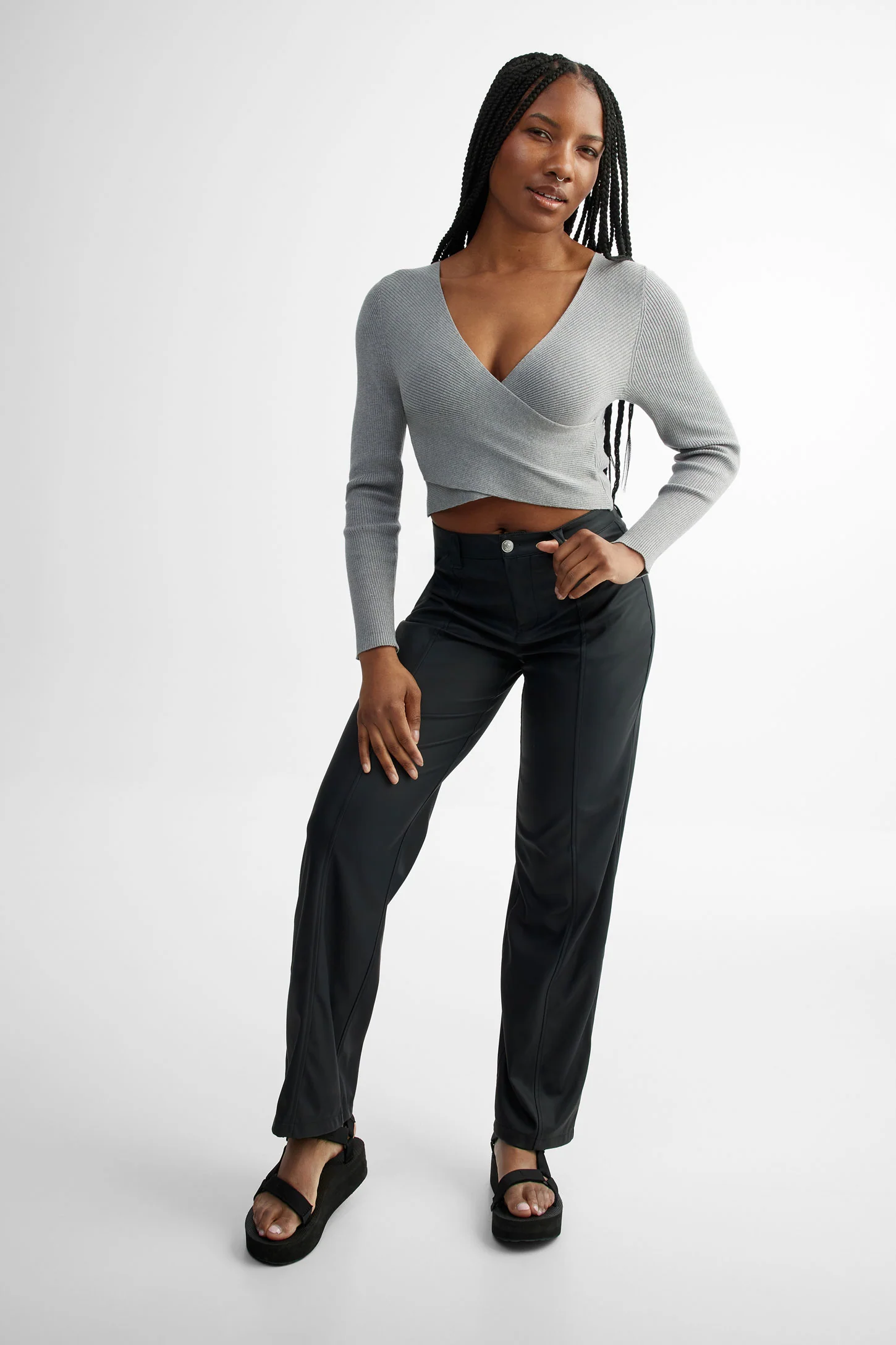 Pantalon cuir végane jambe droite - Femme - Image 4