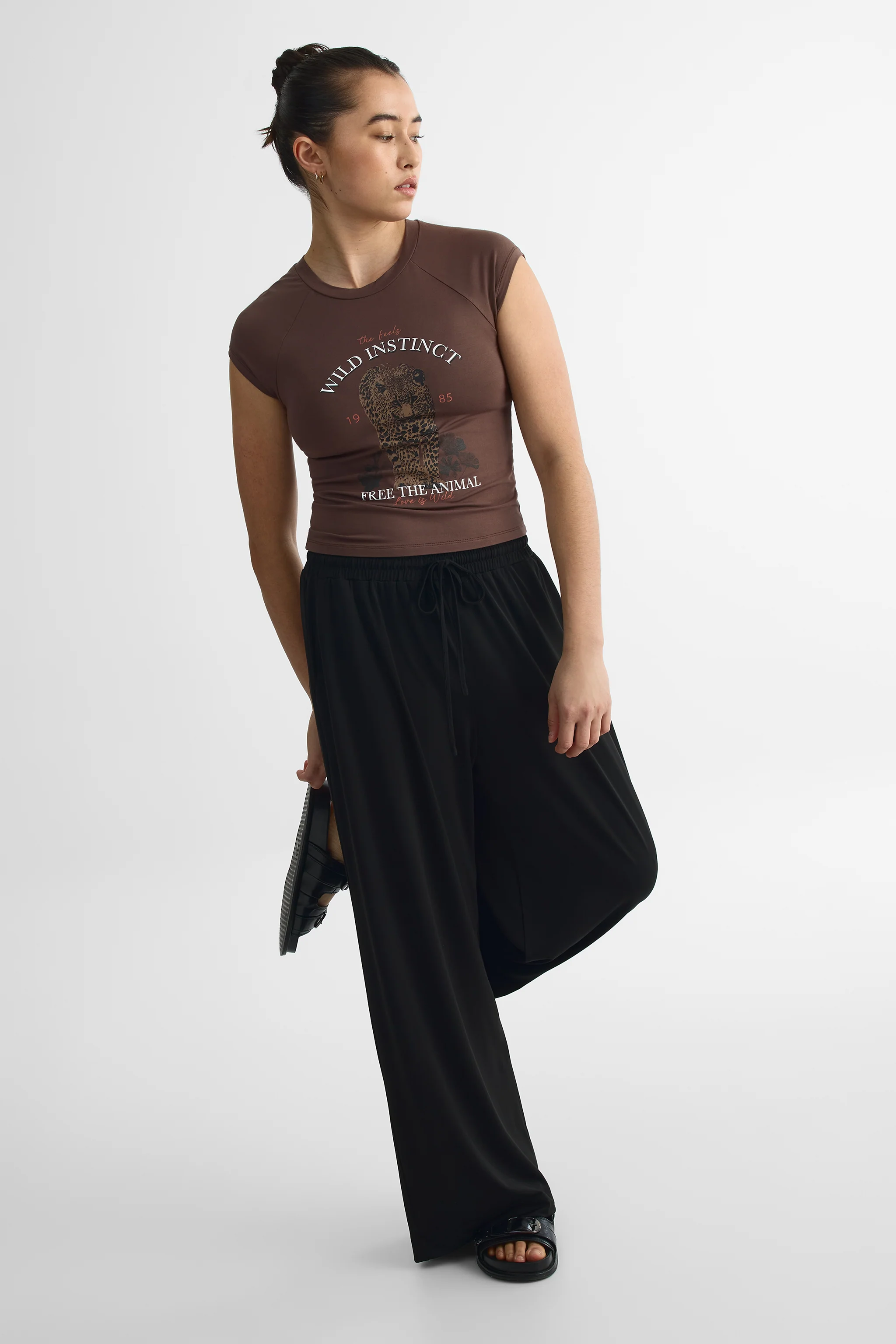 Pantalon à cordon taille haute jambe large – Femme - Image 3