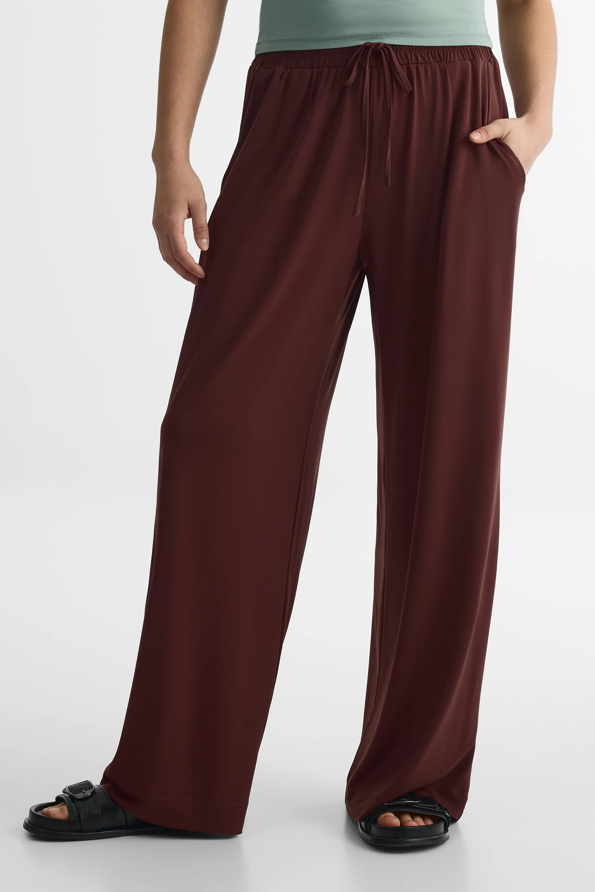 Pantalon à cordon taille haute jambe large – Femme - Image 4